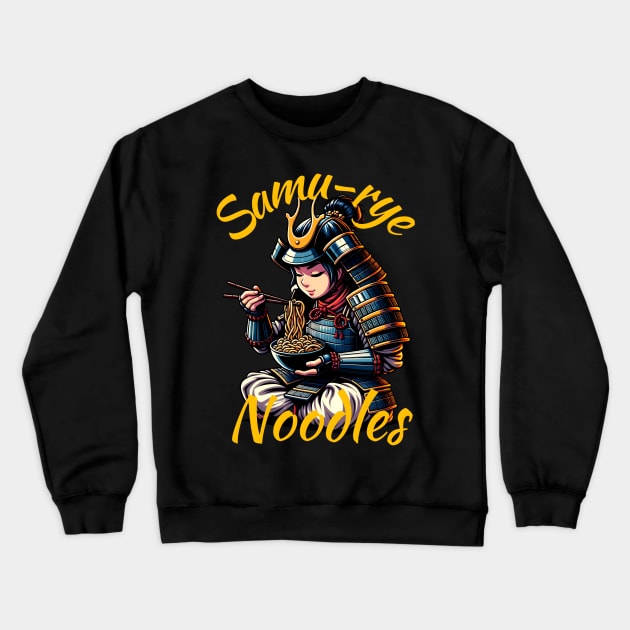 Female samurai eating noodles Crewneck Sweatshirt by FnF.Soldier 